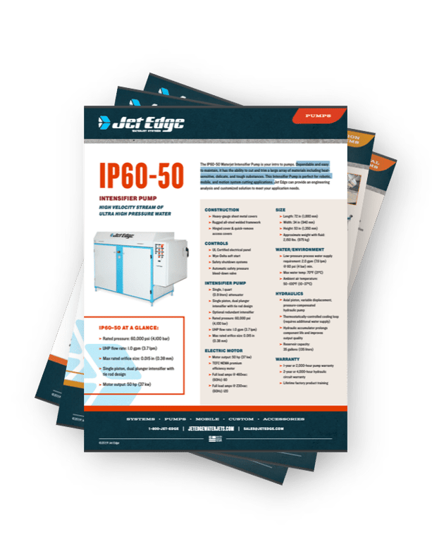 Download all of our Waterjet Cutter Motion System and Pump Spec Sheets